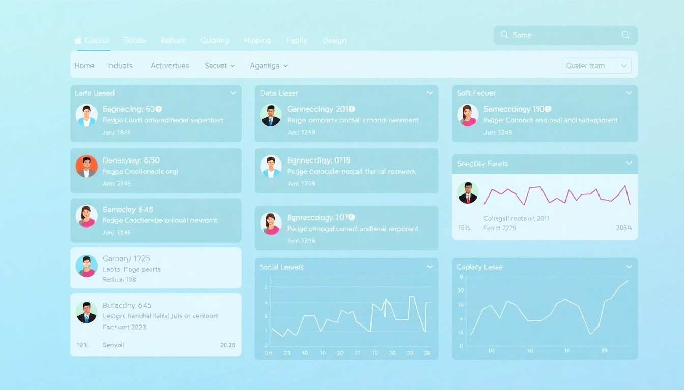 Visual representing social network updates with real-time analytics and digital icons for
